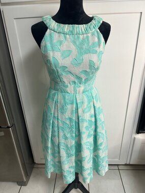 Kelly & Diane Sleeveless Women's Dress 6 Mint Aqua Jacquard Party Travel